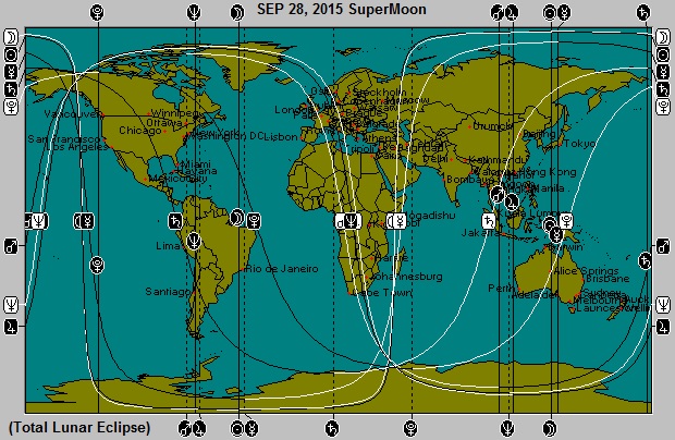 SEP 28, 2015 SuperMoon Full Moon Total Lunar Eclipse Astro-Locality Map